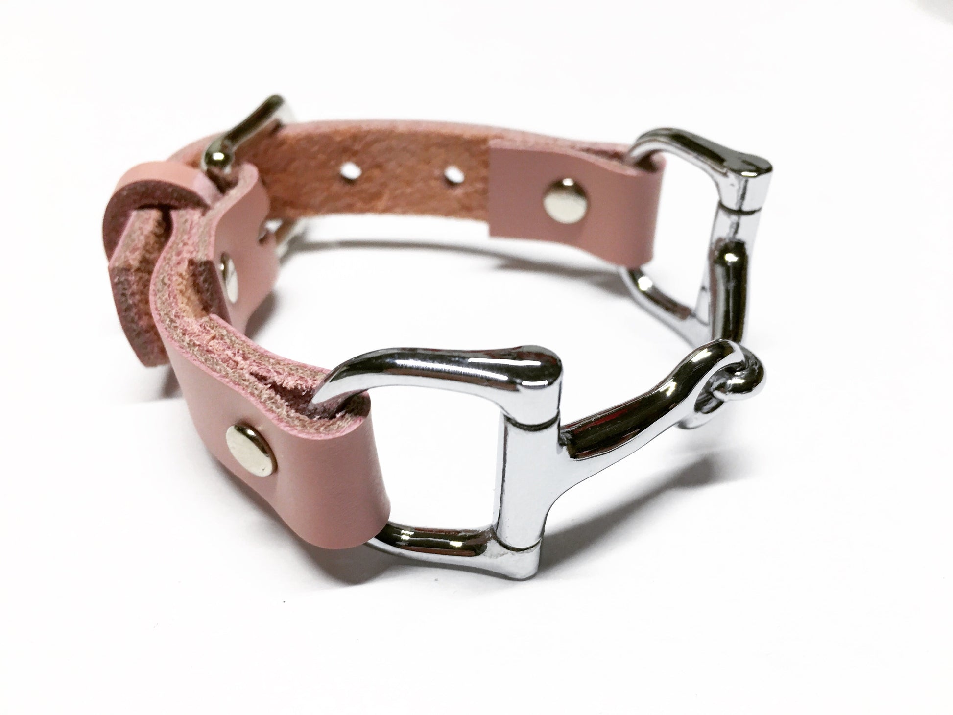 Soft Pink Leather Horse Bit Bracelet    | Ideana