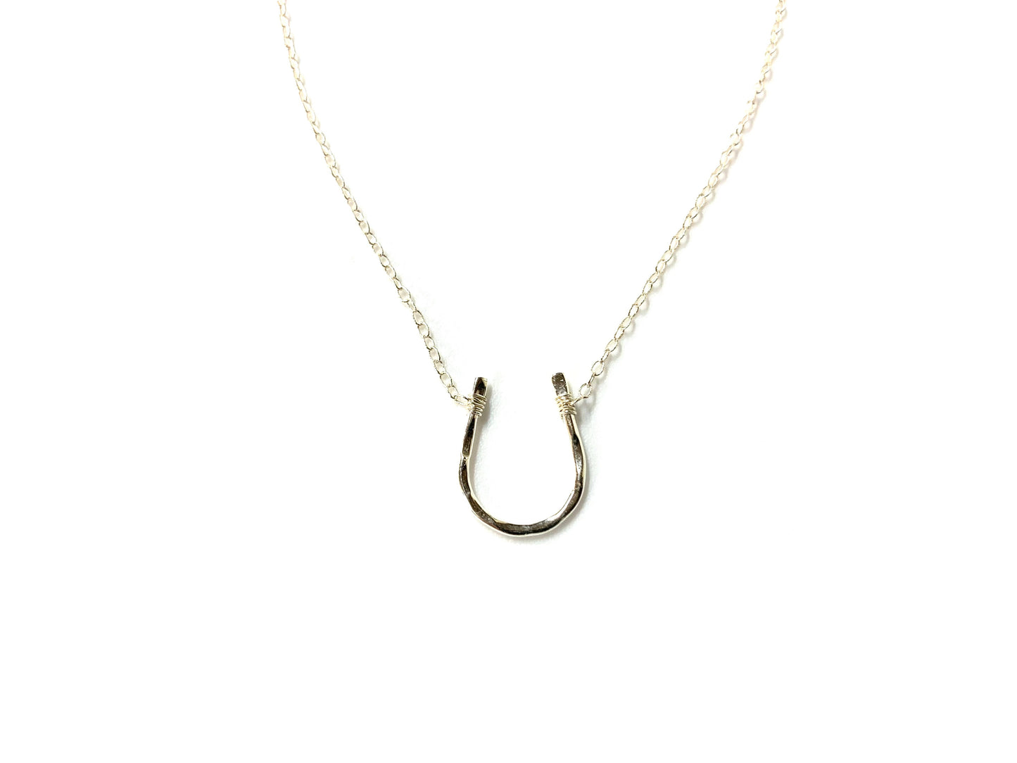 Small Horseshoe Necklace - Hammered in Sterling .925 Silver