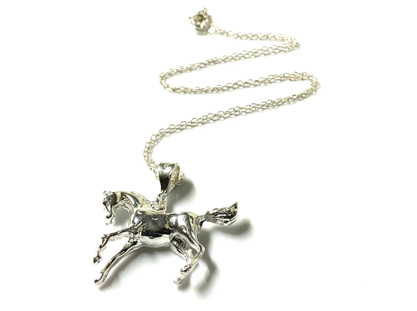 Horse Equine Pendant Necklace in Solid Sterling 925 Silver