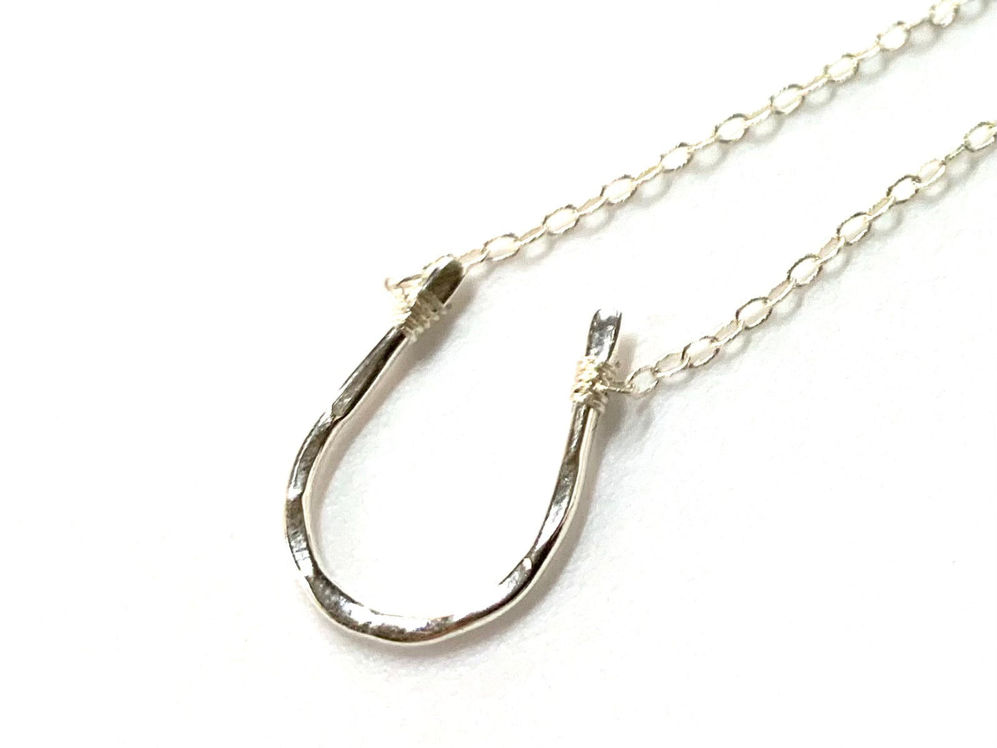 Large Horseshoe Necklace - Hammered in Sterling .925 Silver